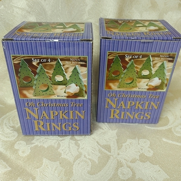 Christmas Tree Wooden Napkin Ring Set/8 - Picture 10 of 12